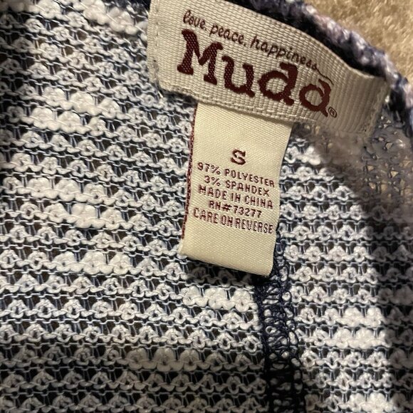 Vintage Mudd Juniors S Navy Printed Knit Short Sleeve Open Front Long Cardigan - Picture 3 of 6